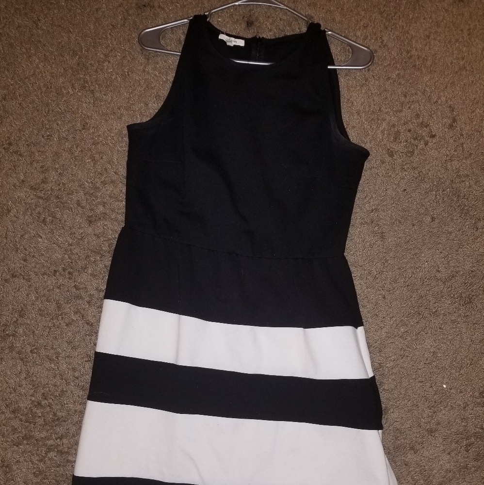 Black and white striped dress